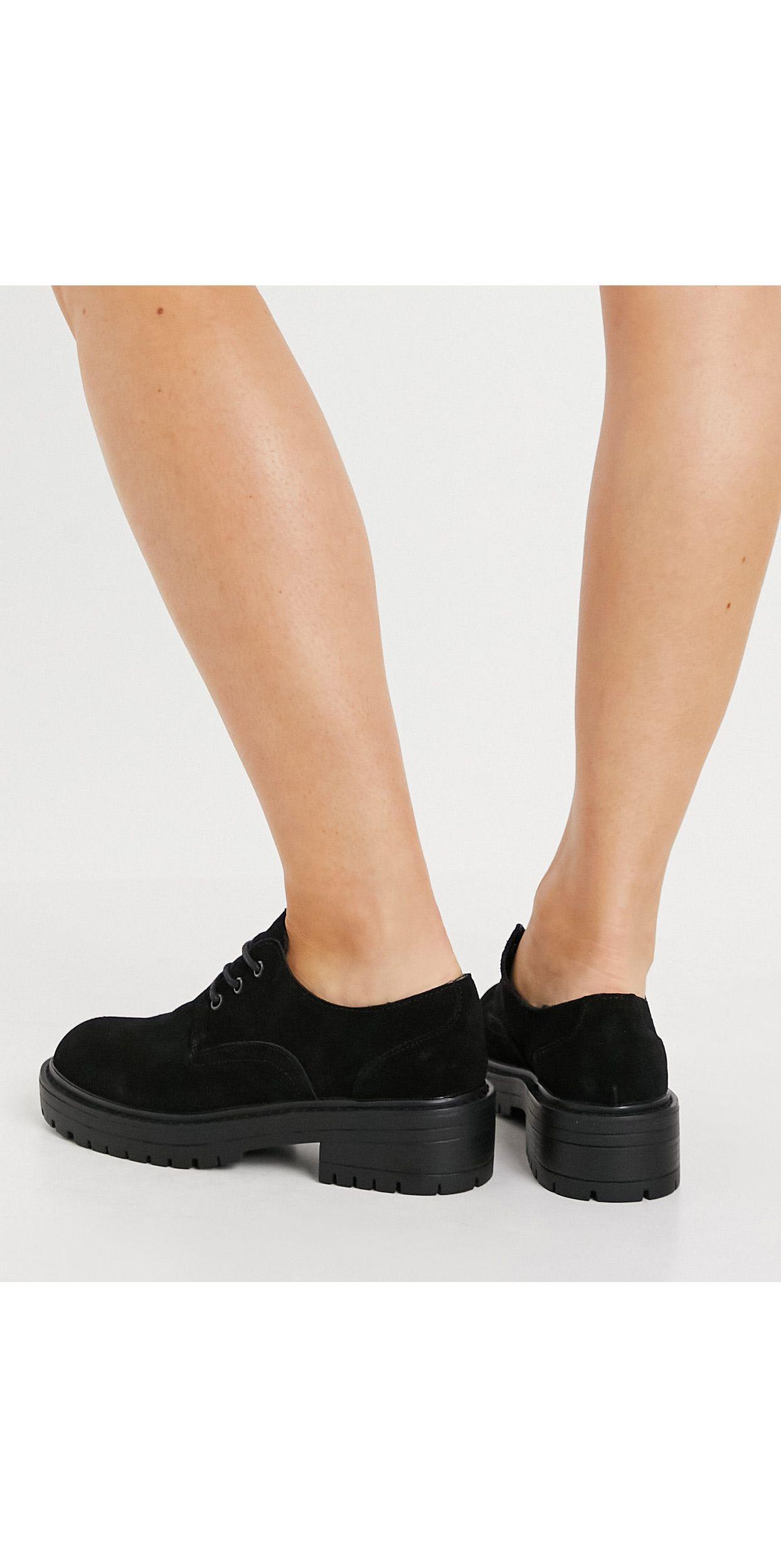 TOPSHOP Suede Lace Up Shoes in Black | Lyst