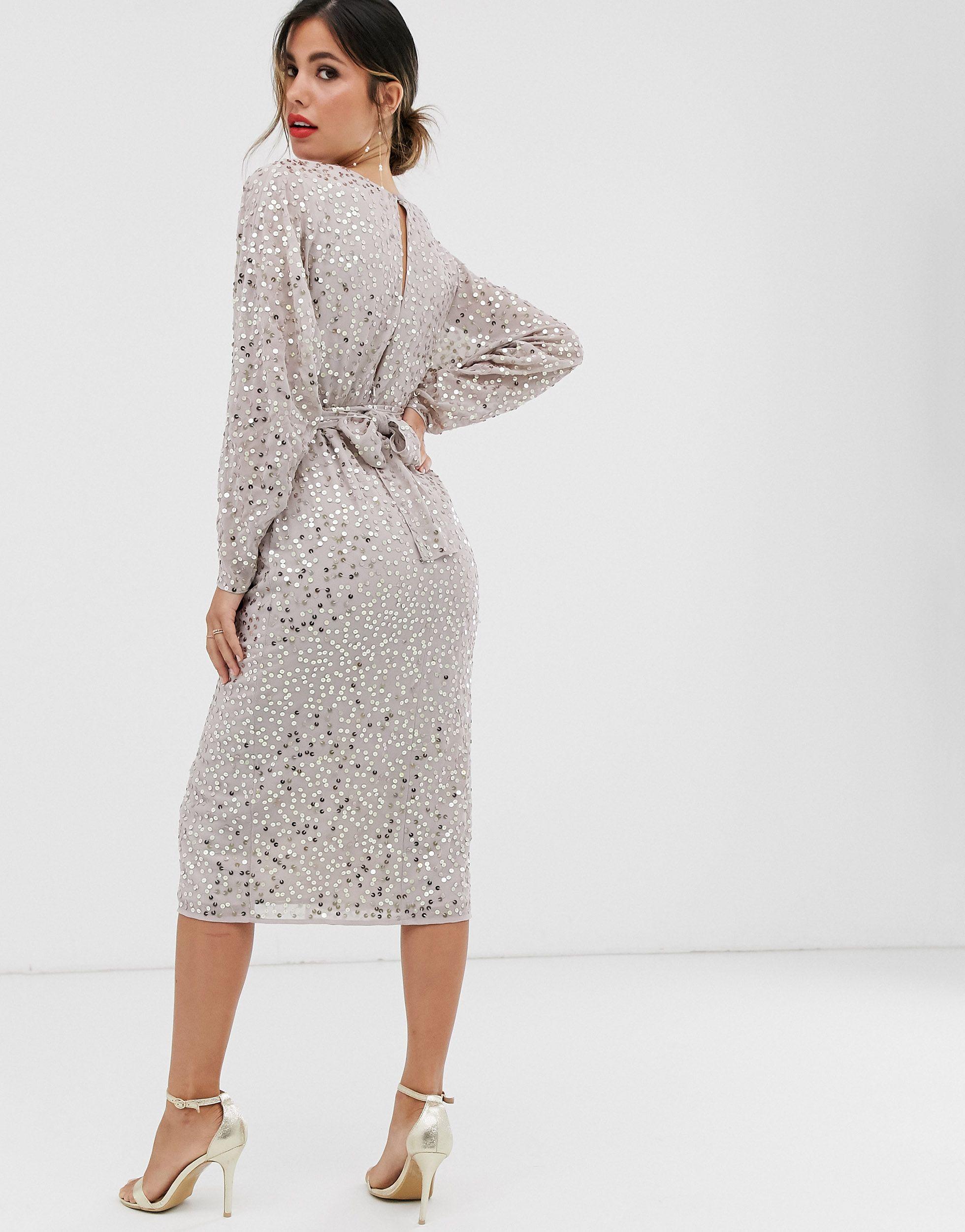 ASOS Synthetic Midi Dress With Batwing ...