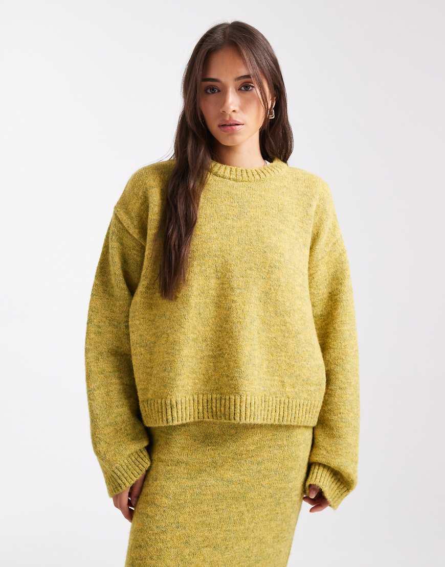 ASOS Knitted Wide Sleeve Jumper Co-ord With Wool in Yellow Lyst UK
