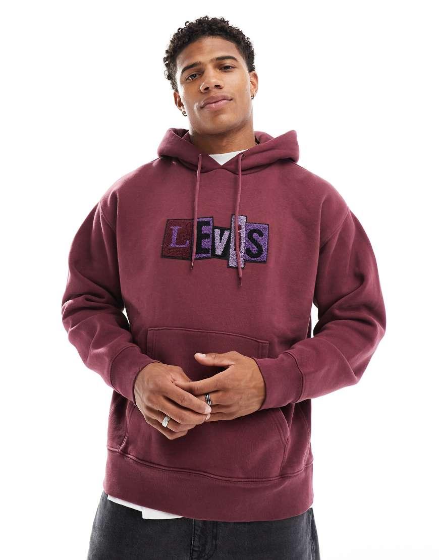 Levi's Skateboarding Chenille Patch Logo Relaxed Fit Hoodie in Red