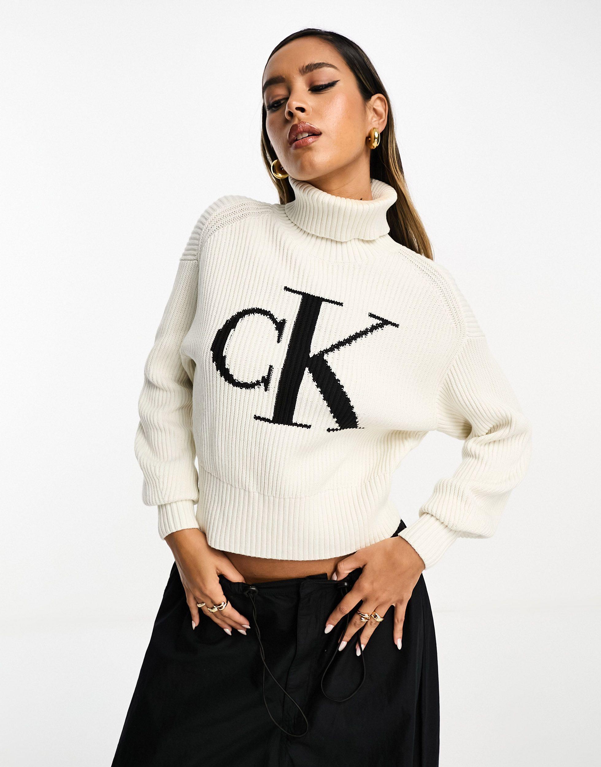 Calvin Klein Blown Up Loose Sweater in White Lyst UK