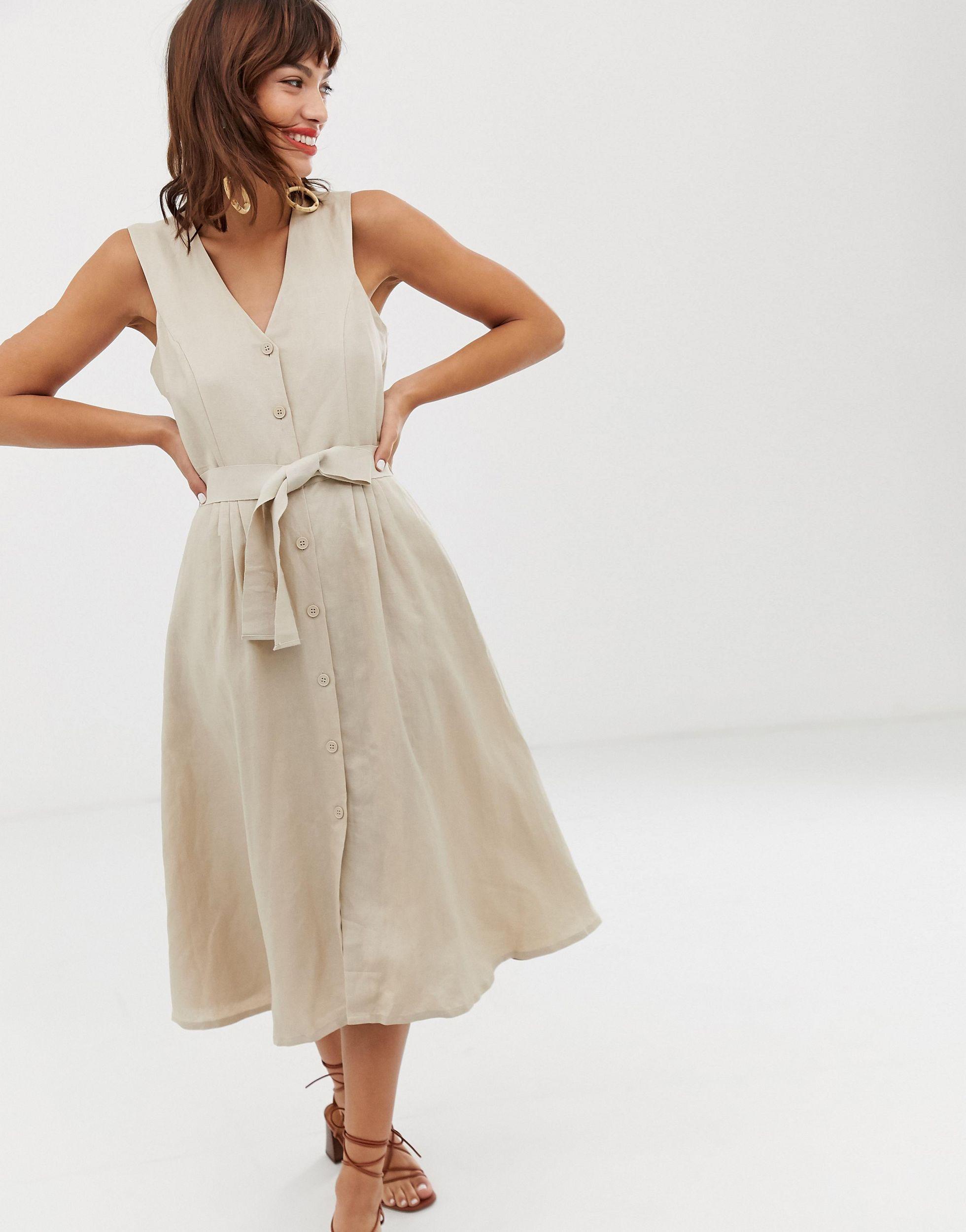 ☀ Other Stories Belted Linen Blend Midi ...