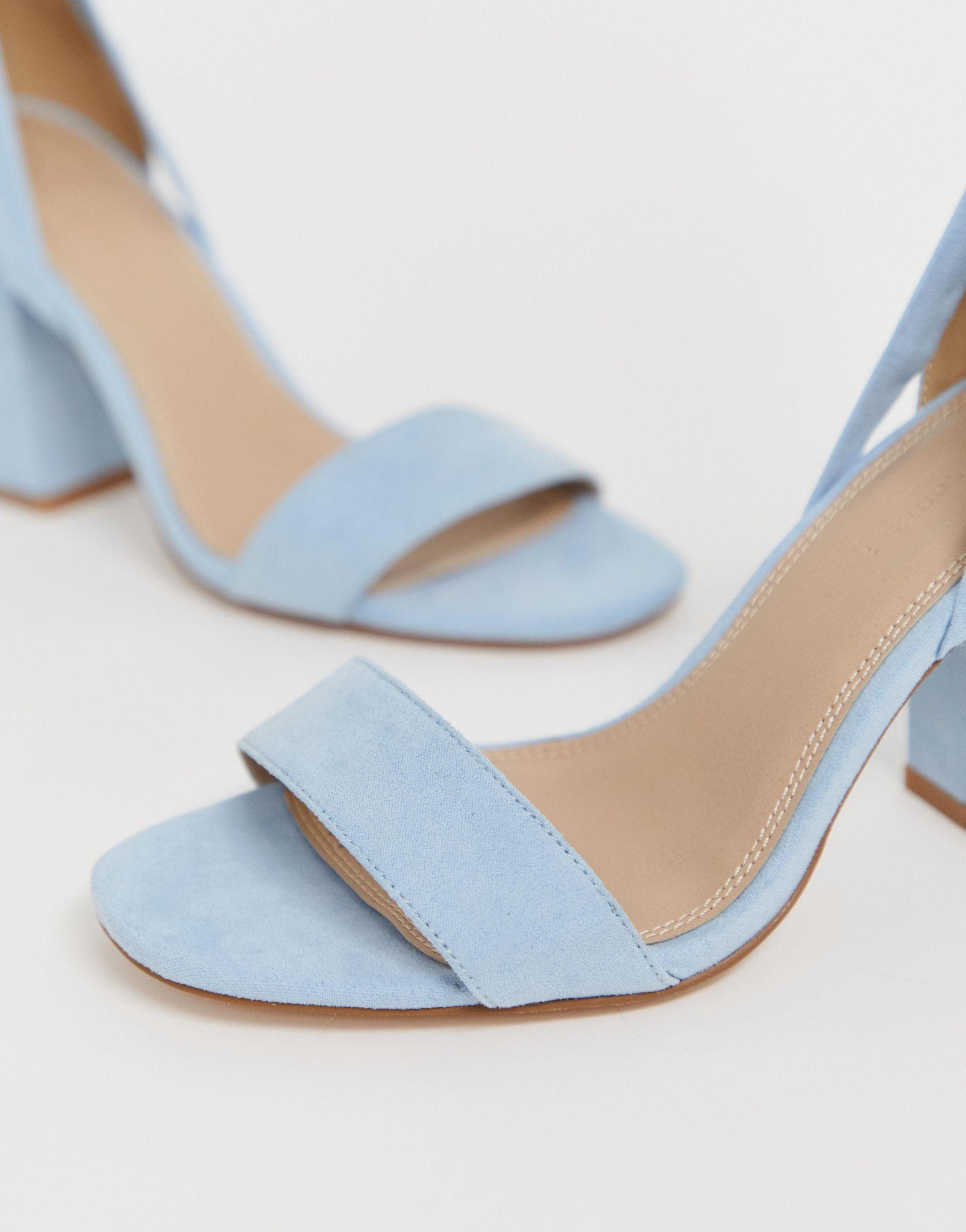 ASOS Wide Fit Howling Tie Leg Block Heeled Sandals in Blue - Lyst