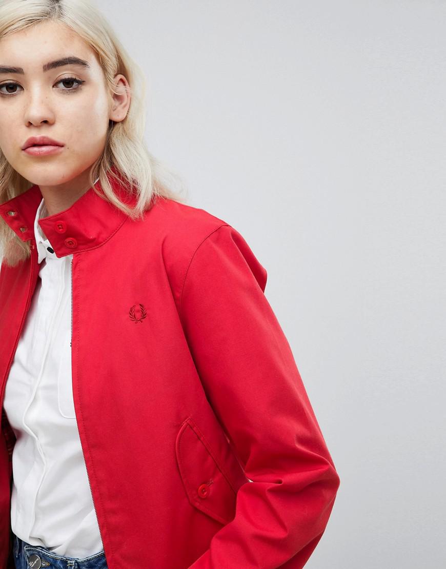 Fred Perry Canvas Classic Harrington Jacket in Red | Lyst