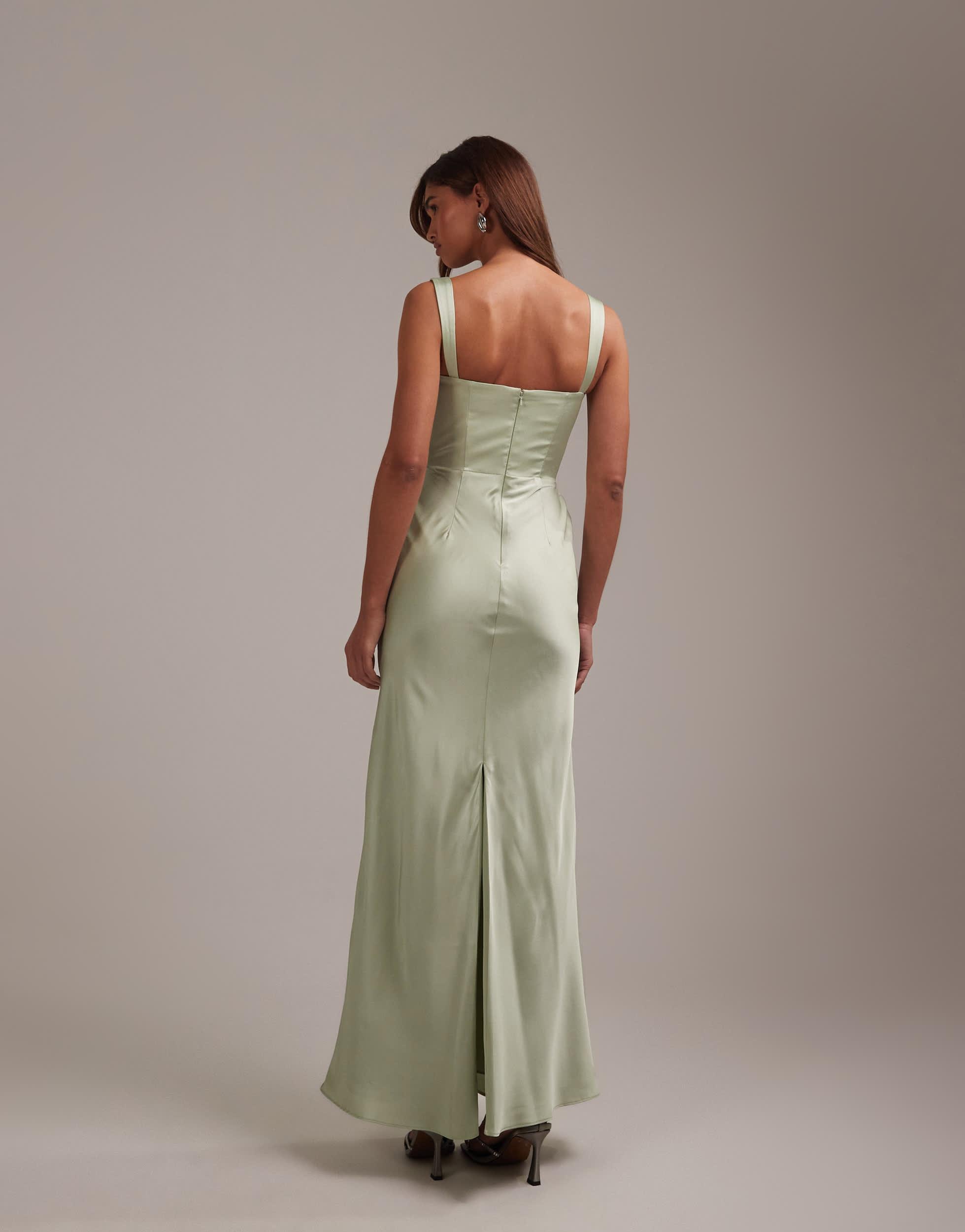 ASOS Bridesmaids Satin Draped Bust Maxi Dress With Column Skirt in Brown | Lyst ASOS Bridesmaids Satin Draped Bust Maxi Dress With Column Skirt in Brown | Lyst