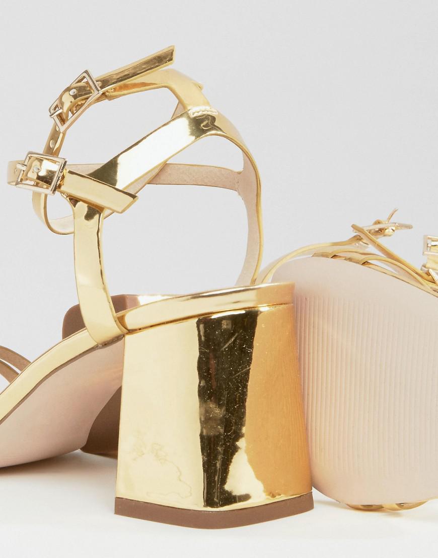 asos gold block heels