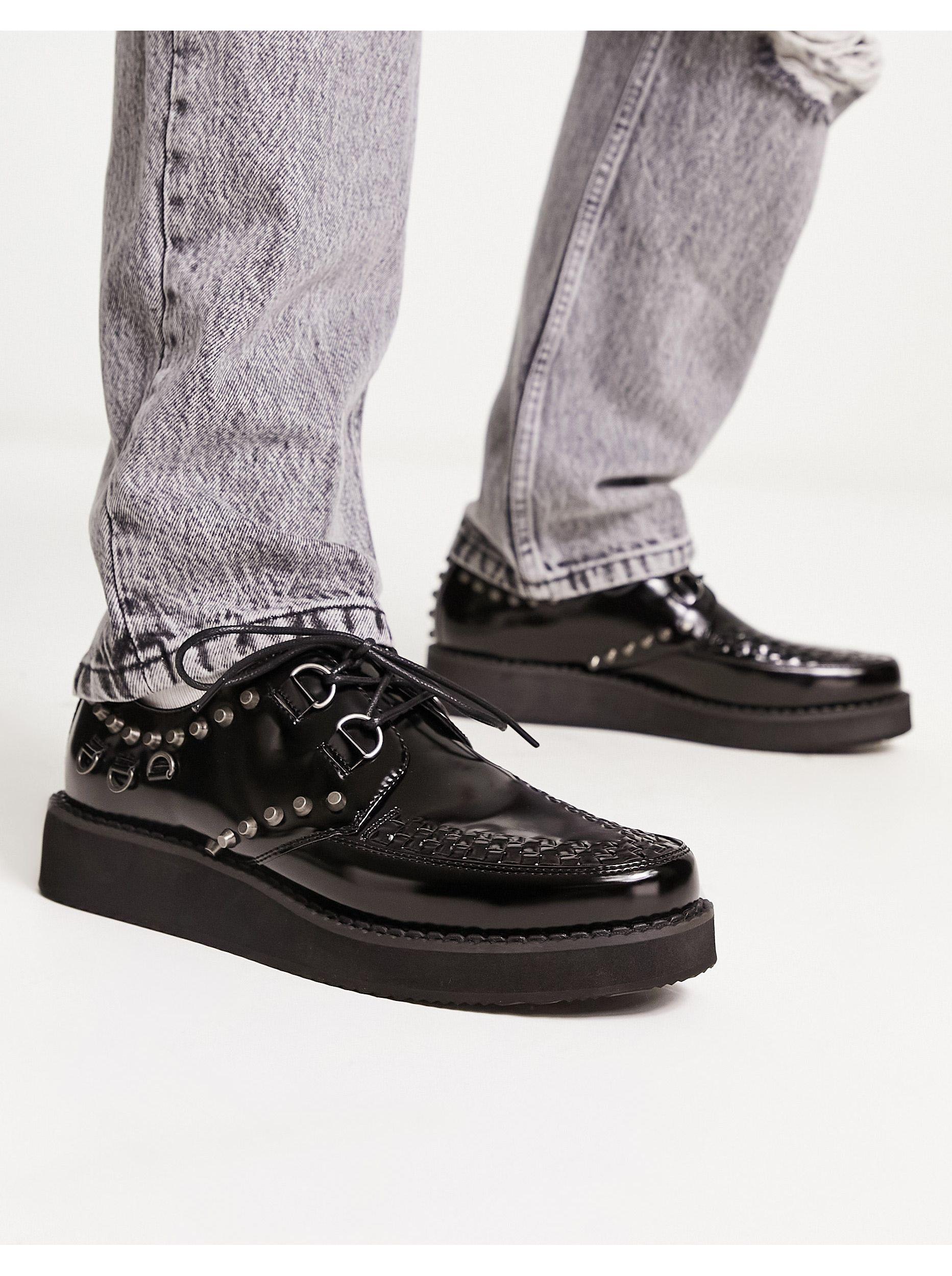 ASOS Chunky Sole Creeper Shoes With Eyelet Detail in Black for Men | Lyst