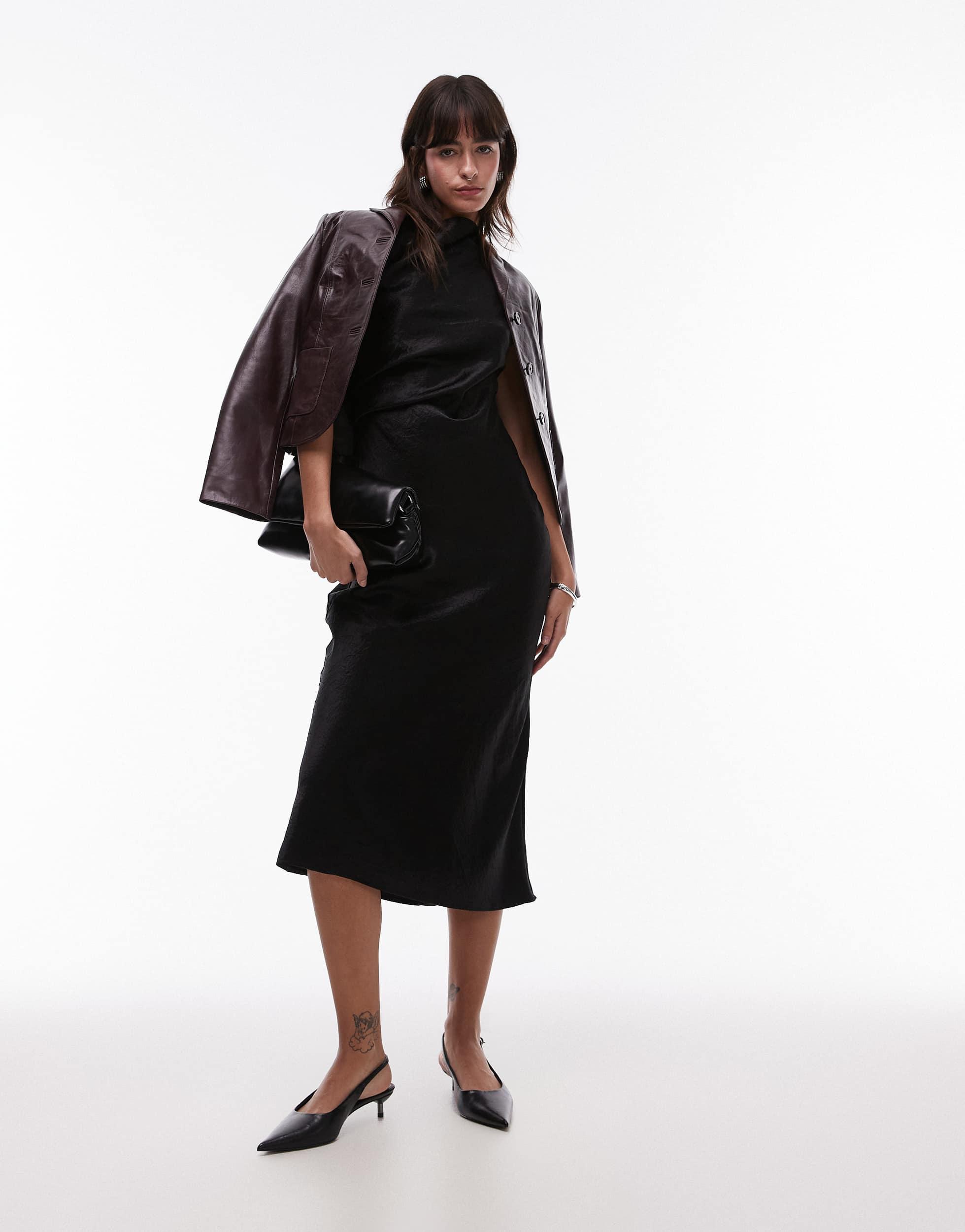 faux leather dress womens Rena Brown Faux Leather Dress | Women's Clothing