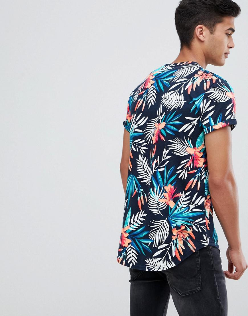 Hollister Colour Change All Over Floral Print T-shirt Slim Fit In Navy in  Blue for Men | Lyst