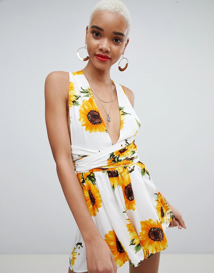 white sunflower romper