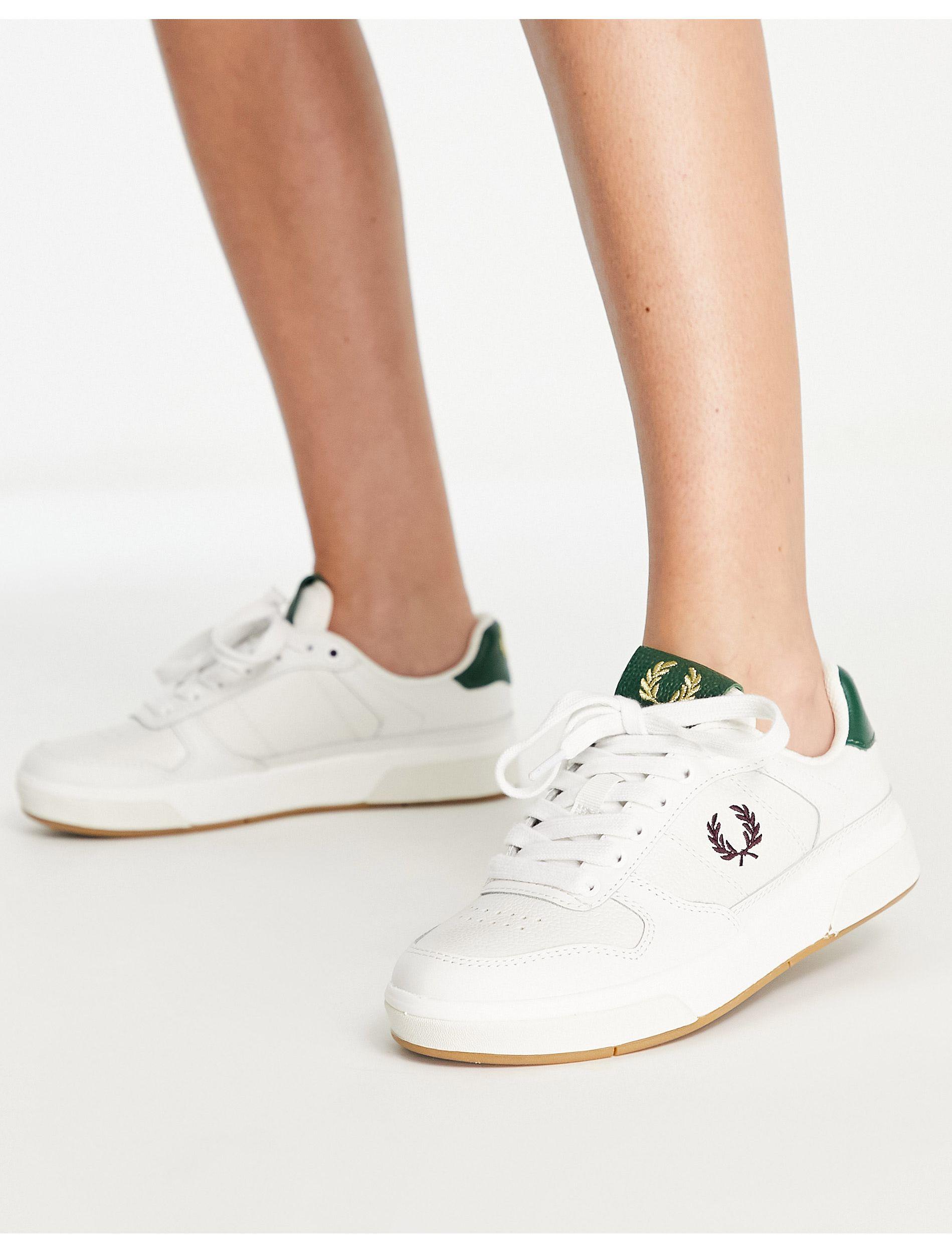 Fred Perry Scotch Grain Leather Trainers in White | Lyst Australia