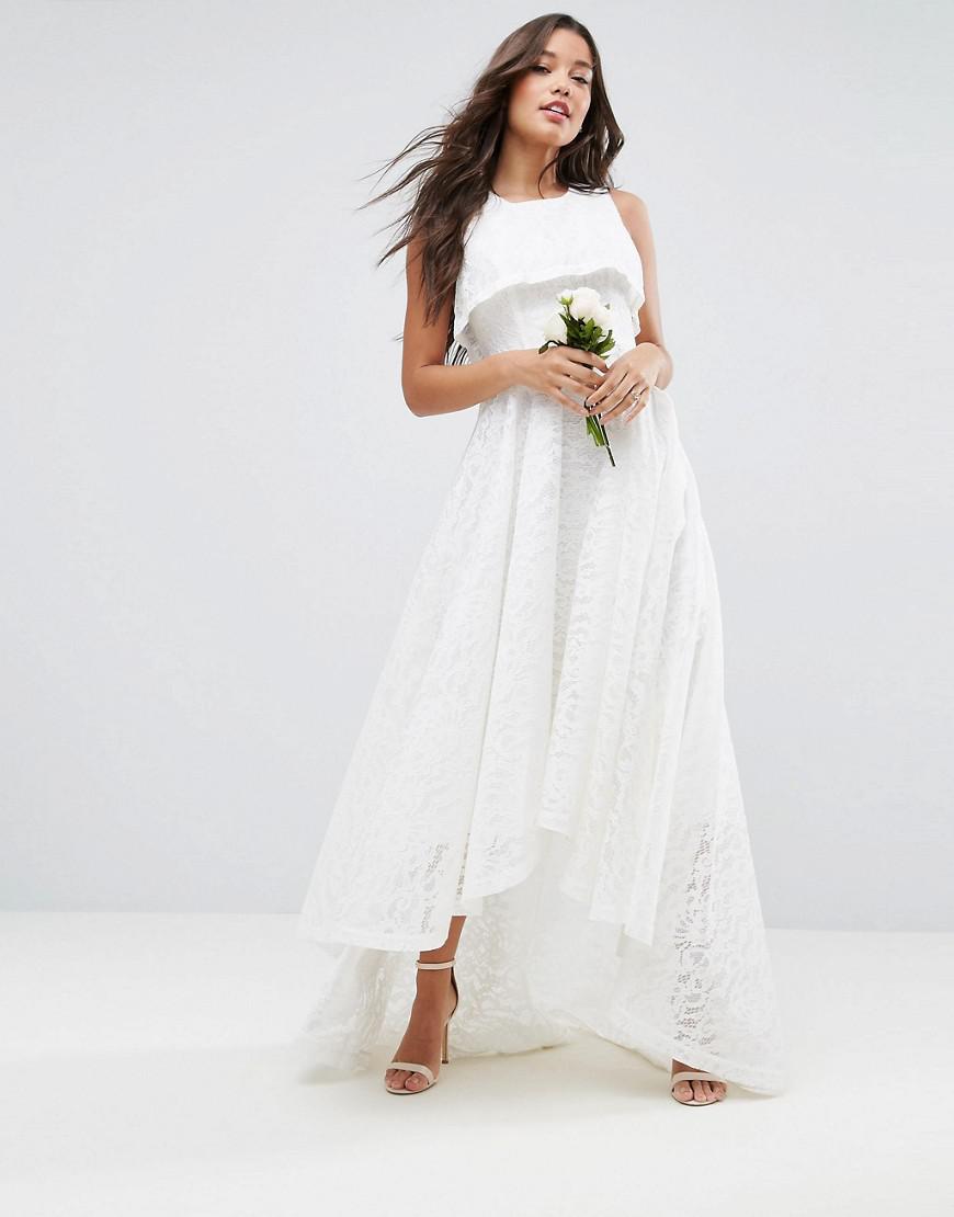 ASOS Bridal High Crop Lace Maxi Dress in White - Lyst