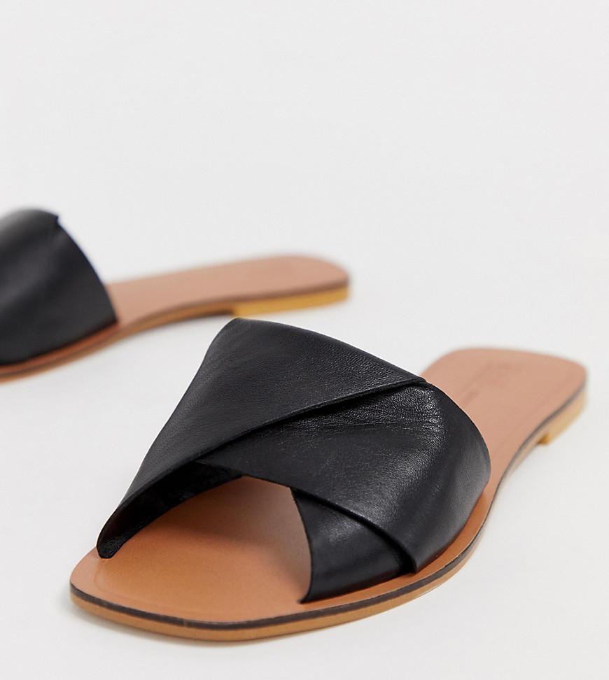asos design favoured leather flat sandals