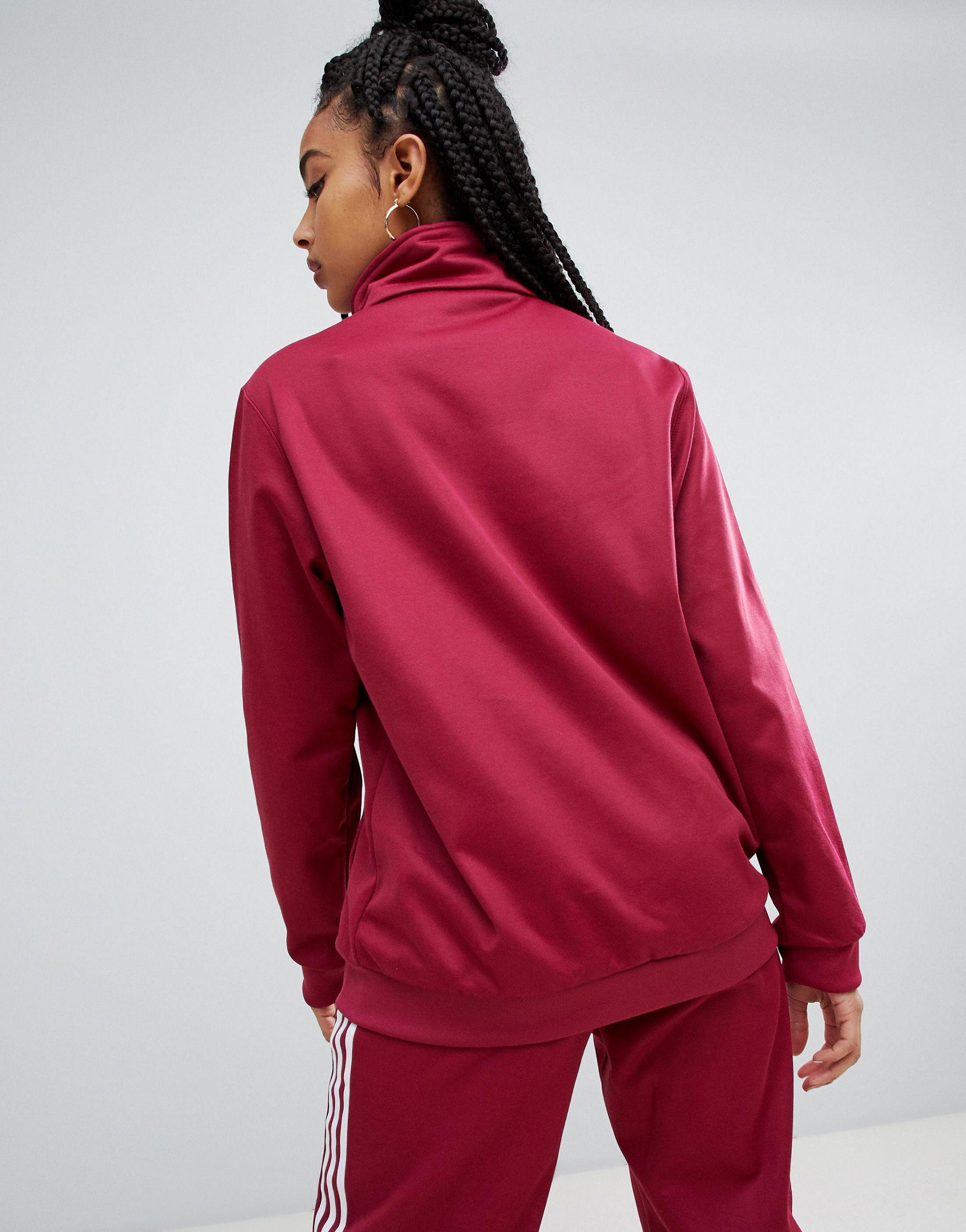 adidas originals adicolor three stripe track jacket in red
