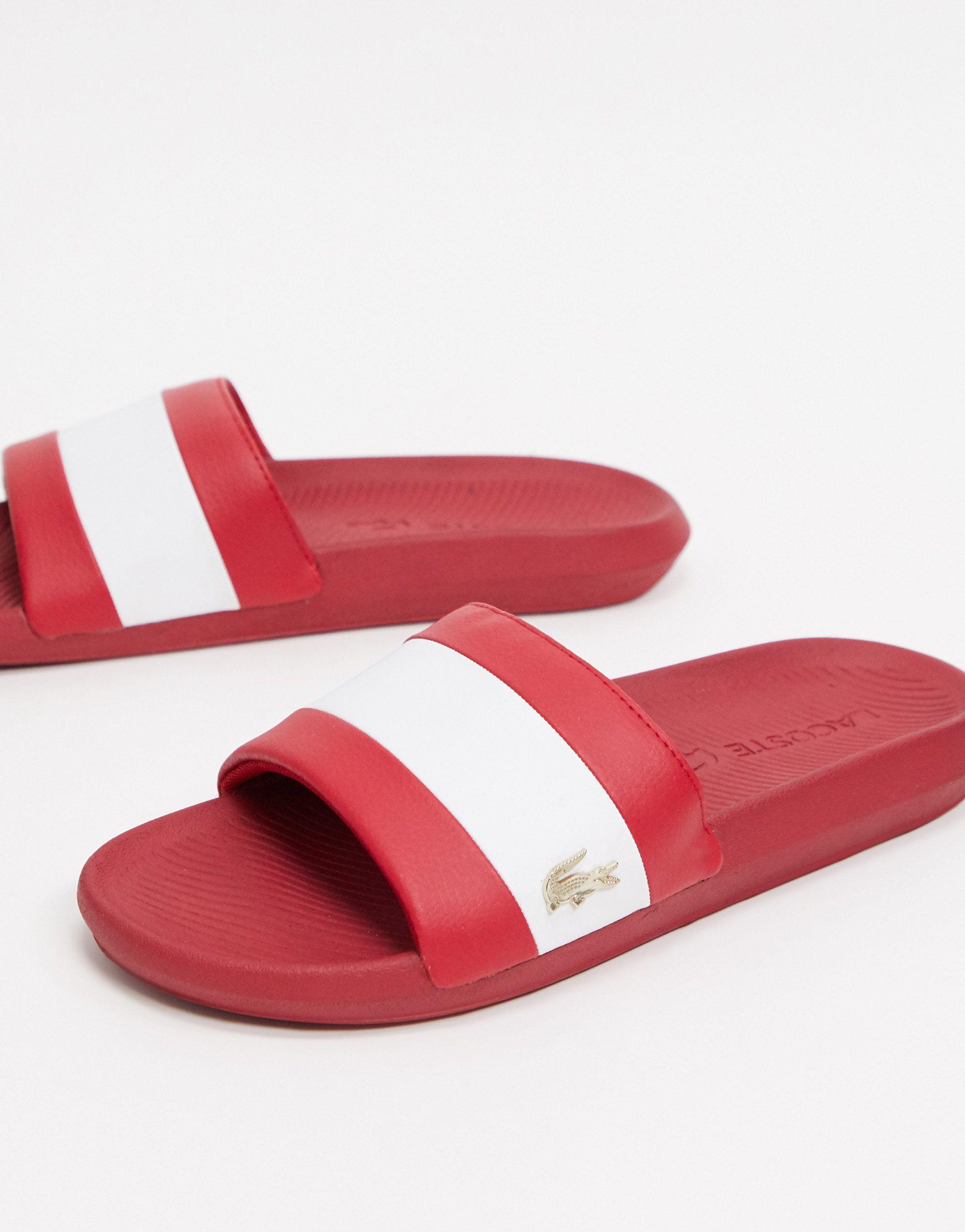 Lacoste Croco Sliders Red With Gold 
