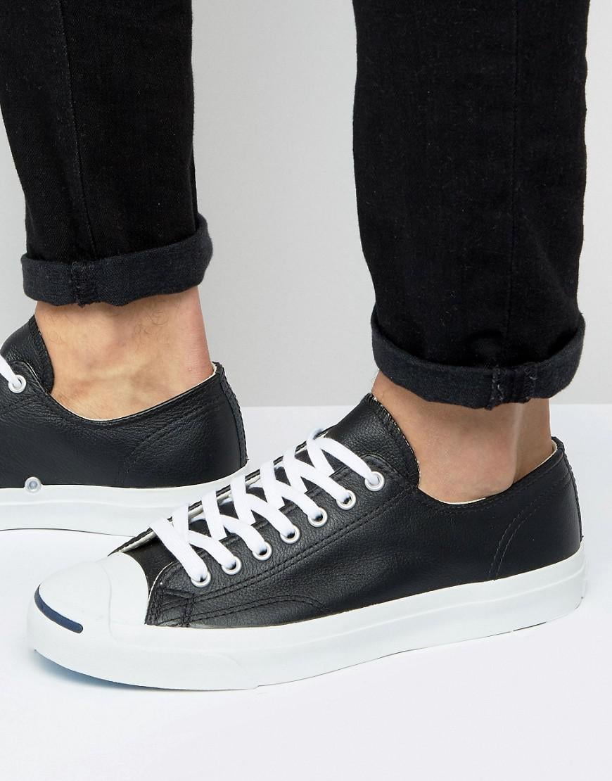 Converse Jack Purcell Ox Leather Plimsolls In Black 1s962 for Men | Lyst