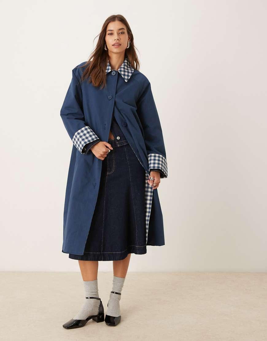 Nobody's Child Diola Car Coat With Contrast Check in Blue Lyst UK