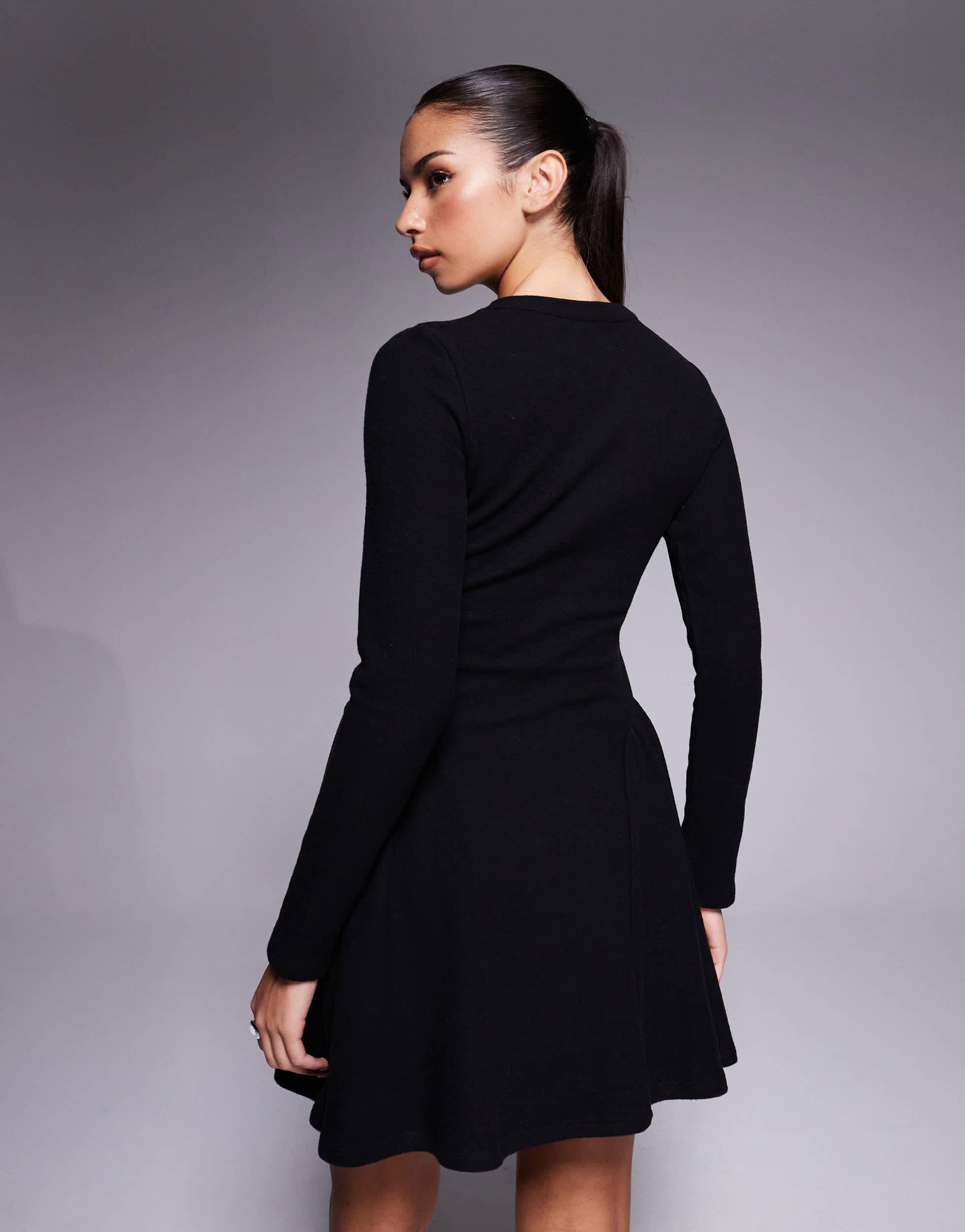 ASOS Supersoft Long Sleeve Godet Mini Dress in Blue | Lyst