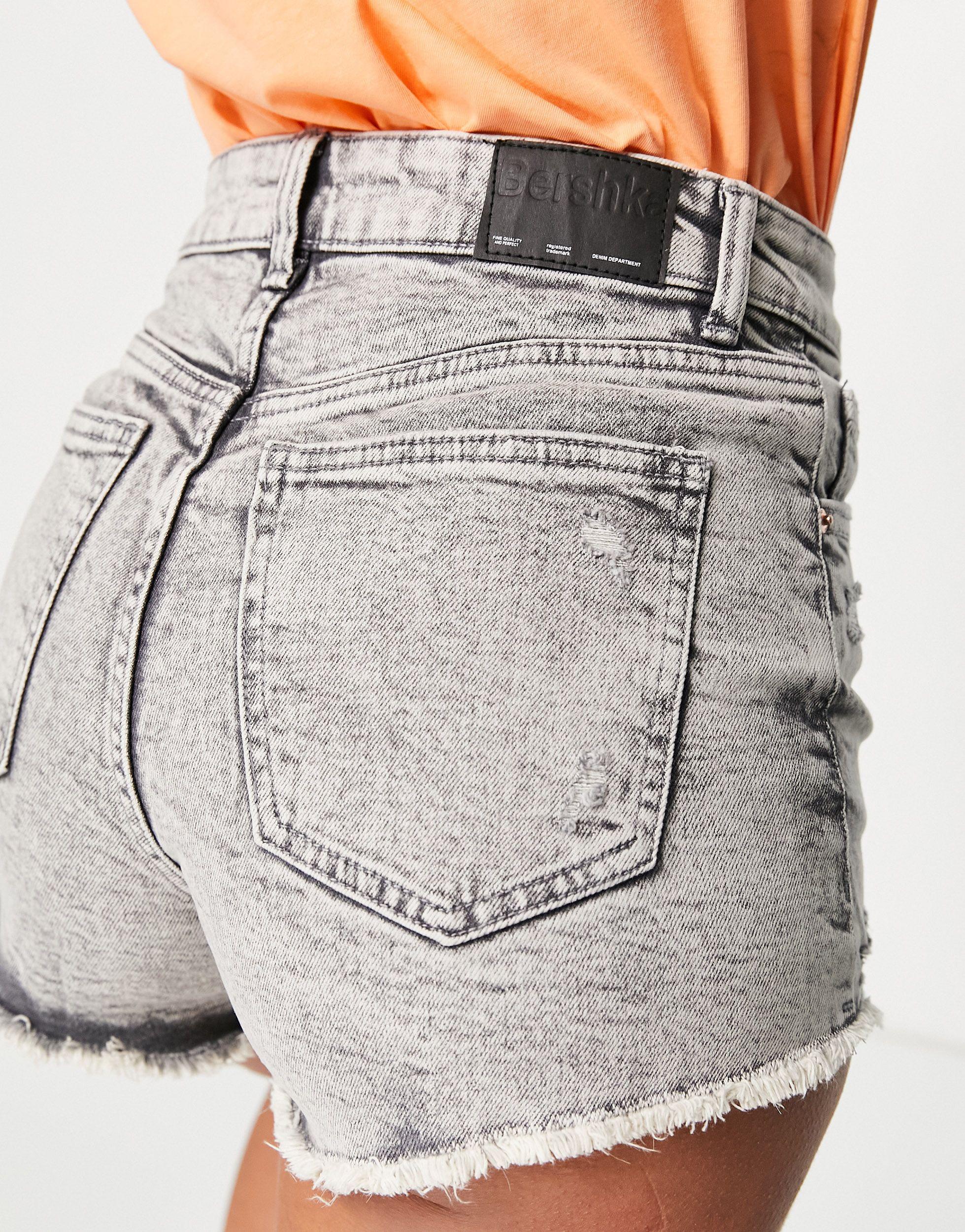 Bershka High Rise Denim Short With 