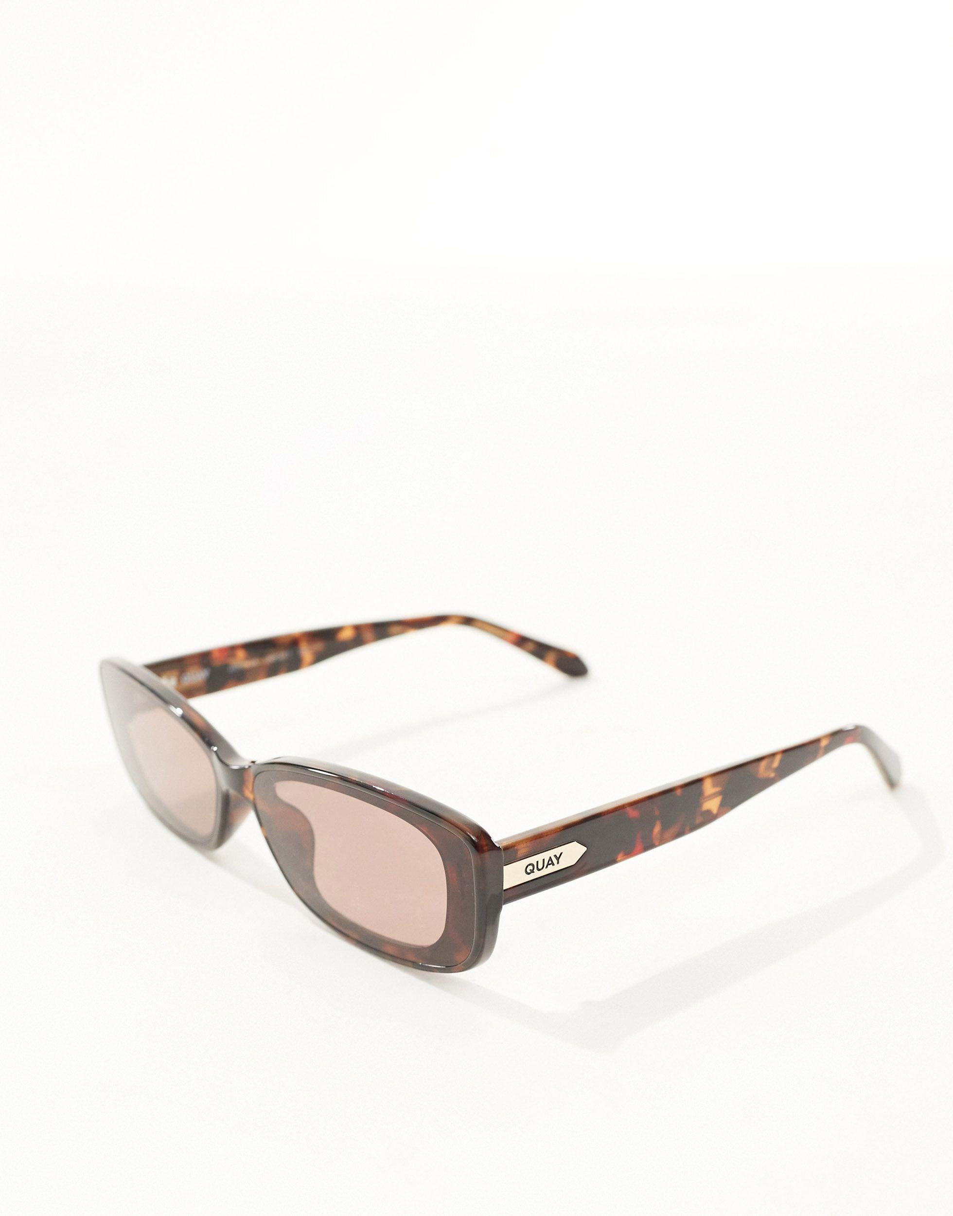 Quay No Envy rectangular sunglasses in caramel-Neutral | Recommend