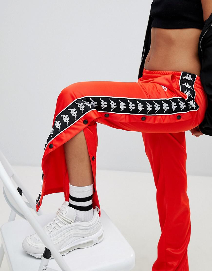 Kappa Relaxed Tracksuit Bottoms With Popper Sides Co-ord in Red