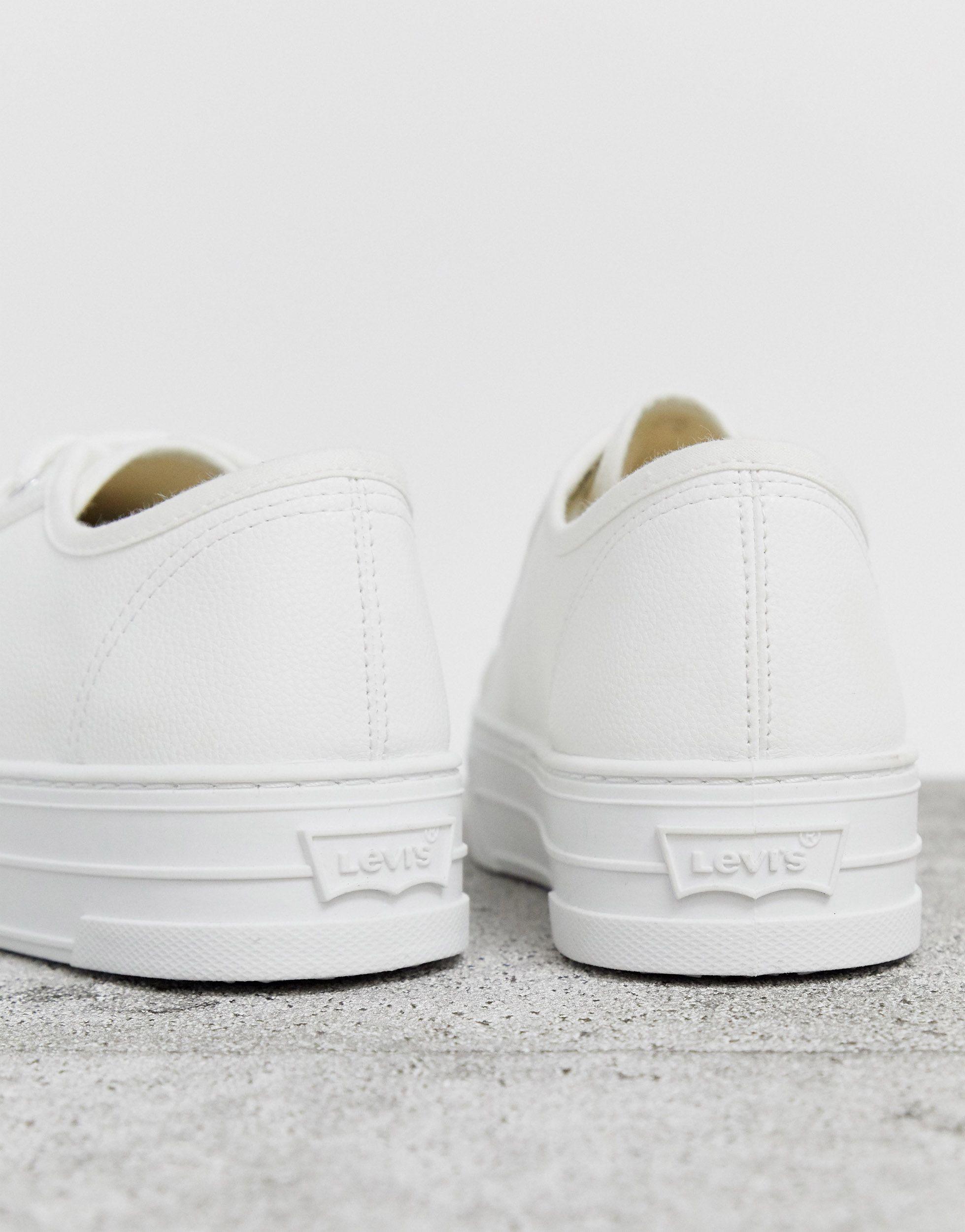 levis white platform trainers