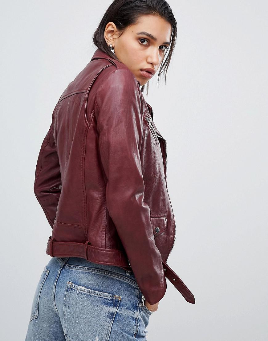 plum biker jacket