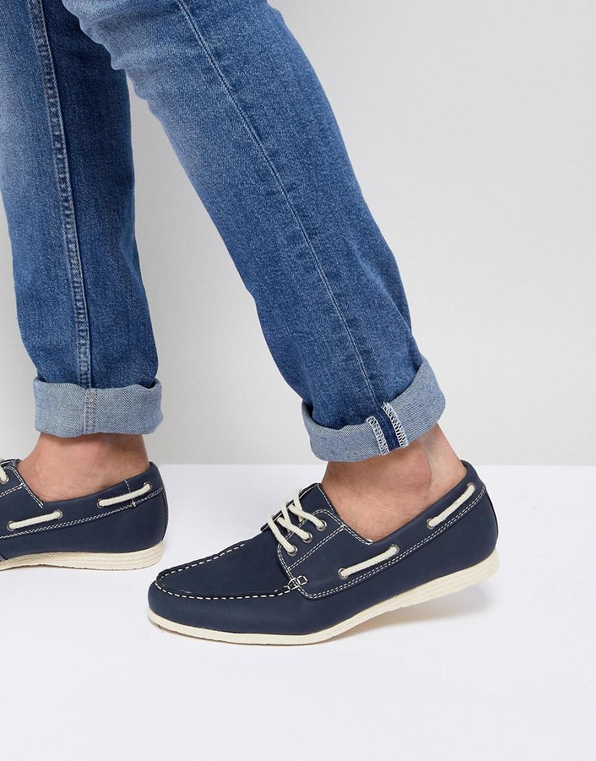 New Look Boat Shoes In Navy in Blue for Men - Lyst