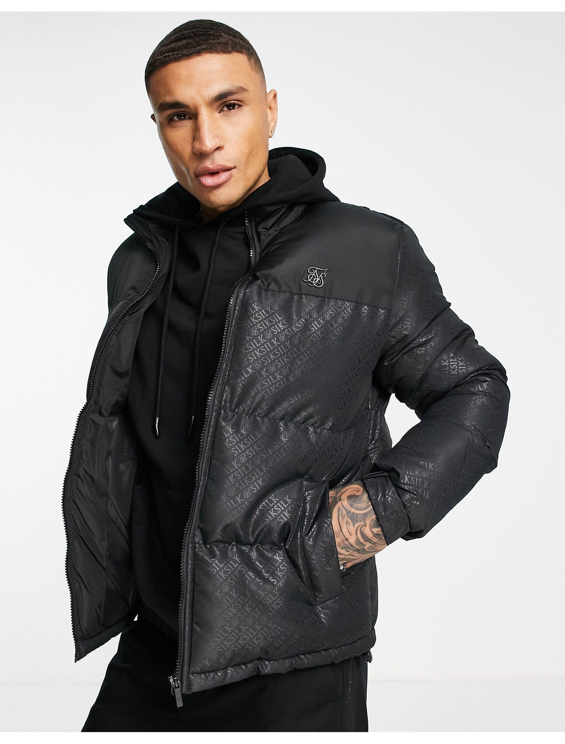 Chaqueta acolchada negra con estampado SIKSILK de hombre de color Negro |  Lyst