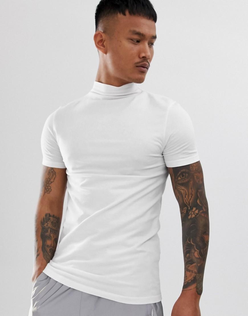 T-shirt moulant en jersey avec col montant ASOS pour homme en coloris Blanc  | Lyst