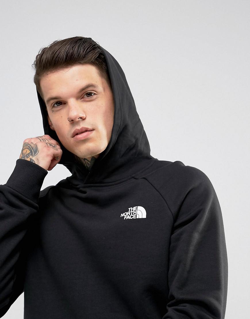 The North Face Raglan Hoodie Back Red Box Logo In Black for Men