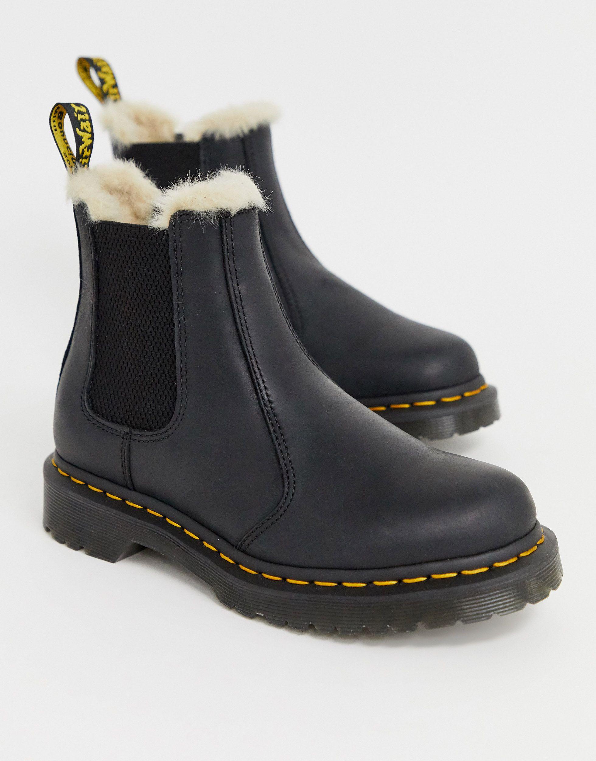 Dr. Martens Leonore Faux Fur Lined Chelsea Boot in Black - Save 81% - Lyst