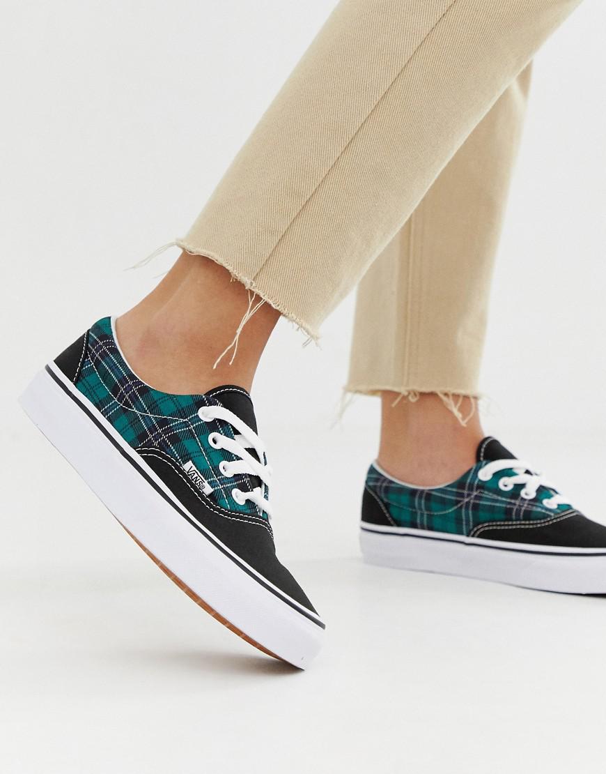 vans era green tartan check trainers