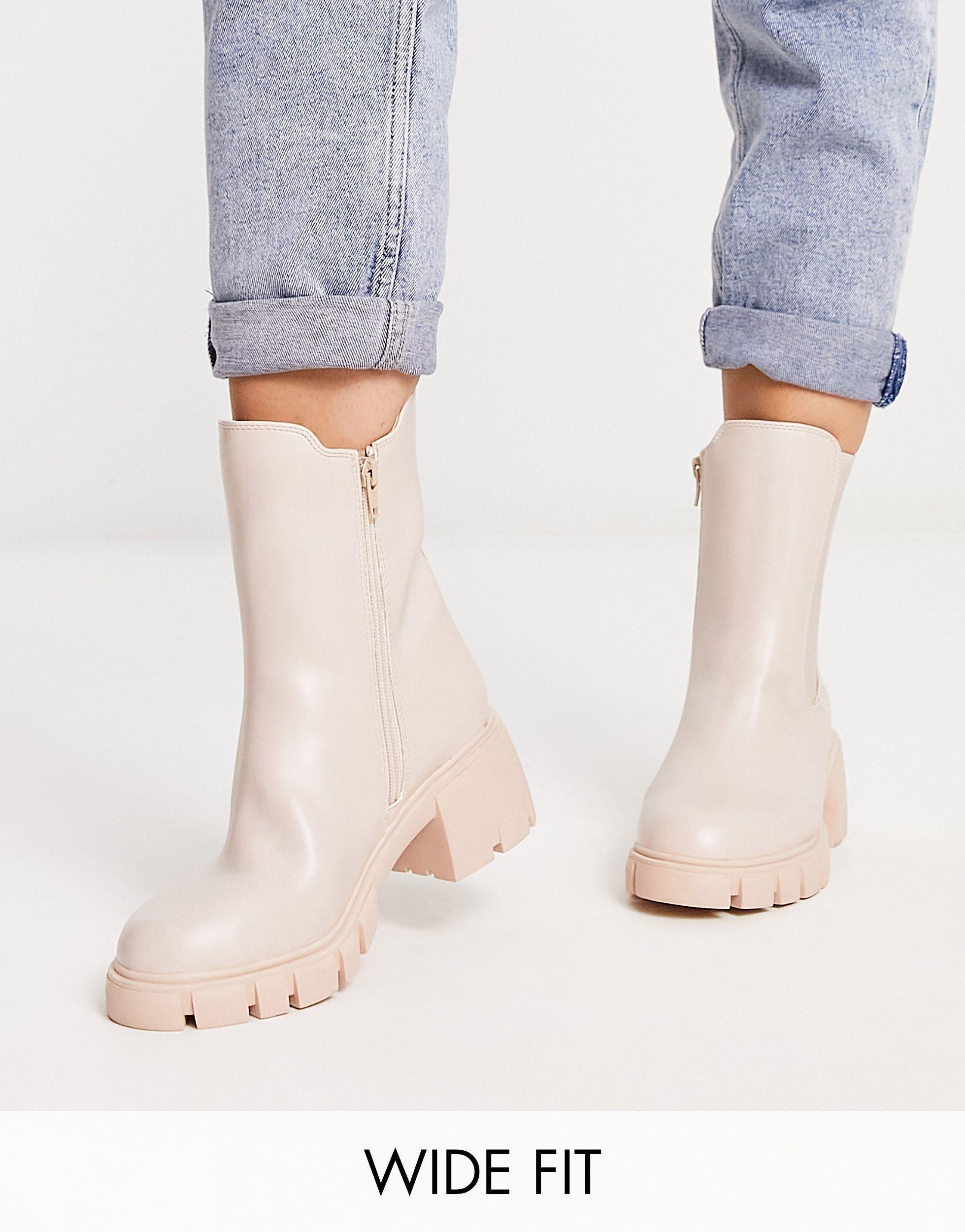 Simply Be Wide Fit Cleated Block Heeled Chelsea Boot | Lyst