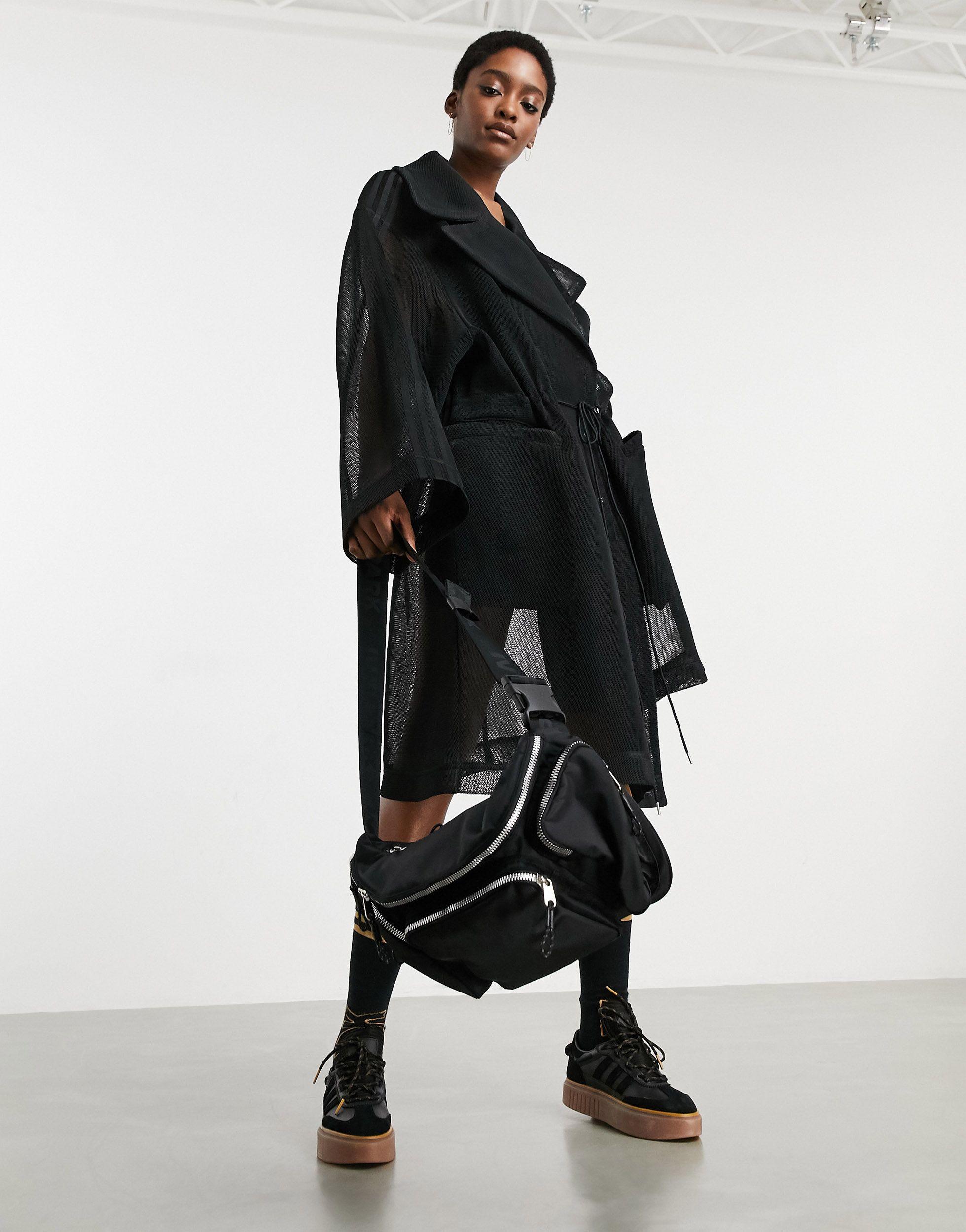 Ivy Park Adidas X Mesh Trench Coat in Black | Lyst