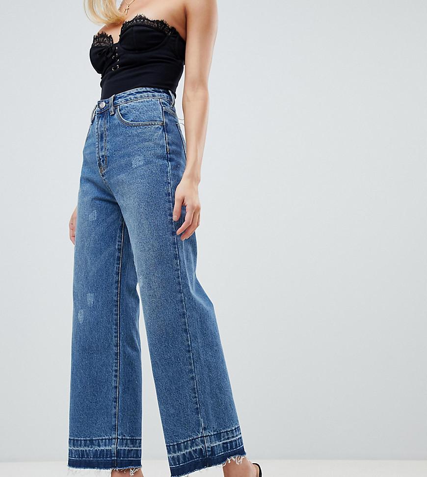 wide leg raw hem jeans