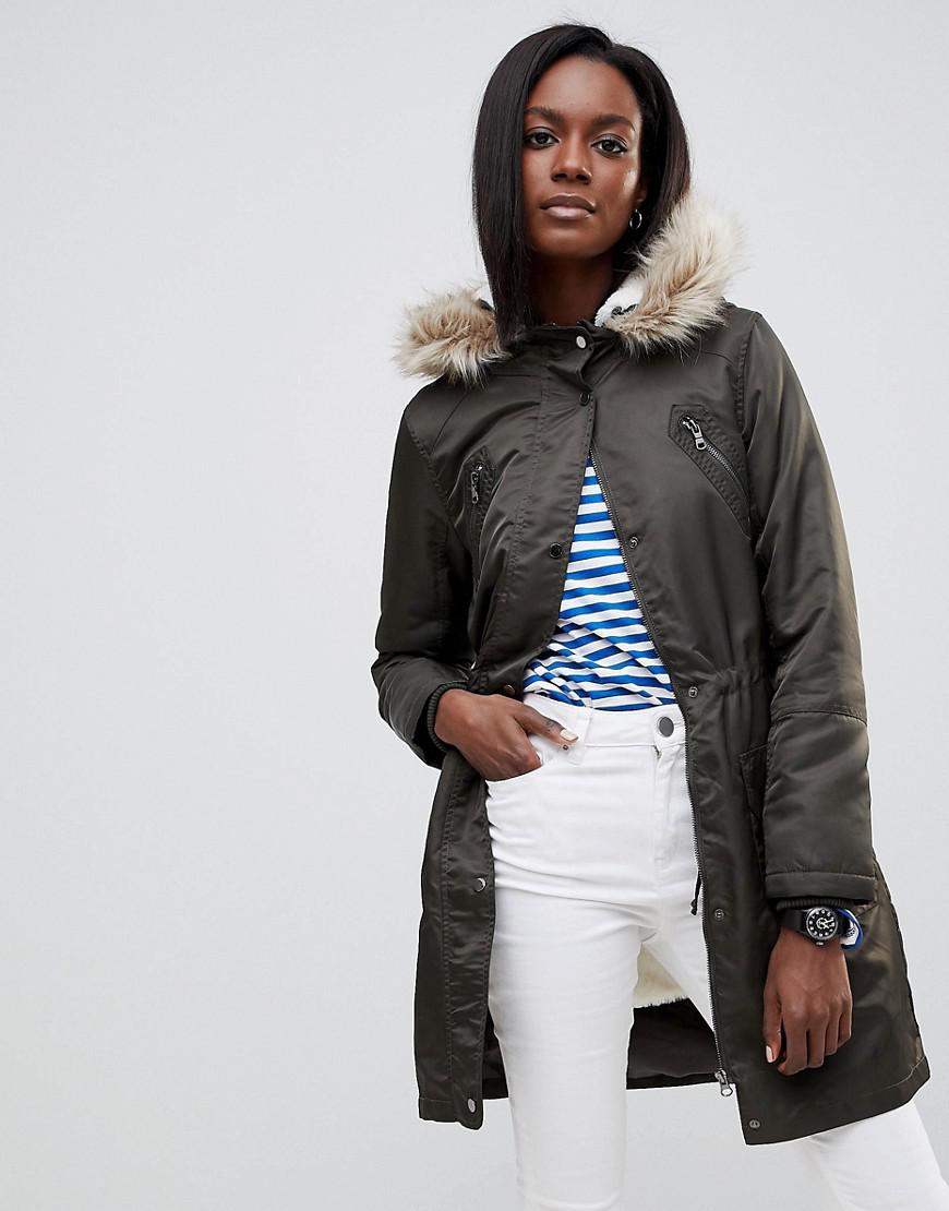 oasis faux fur trim hooded parka
