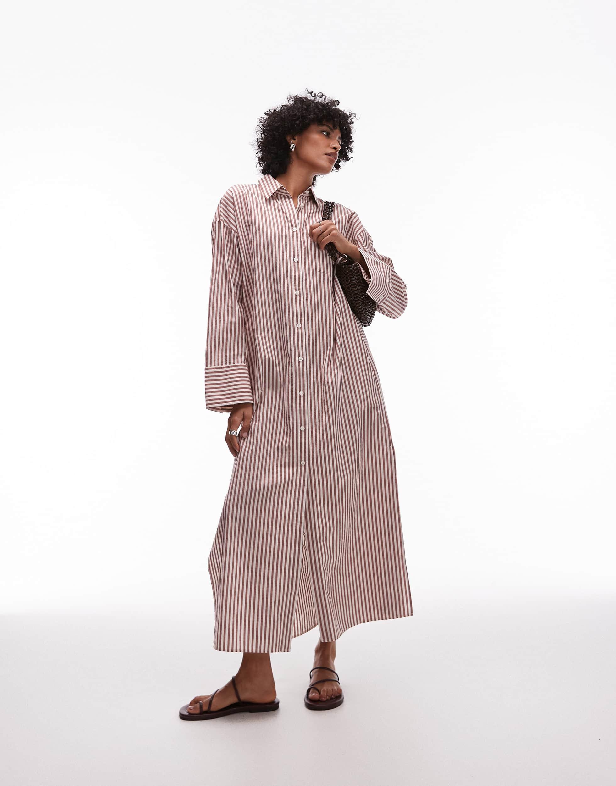 arket shirt dress Loose-Fit Cotton Shirt Dress  Blue/Striped  ARKET WW