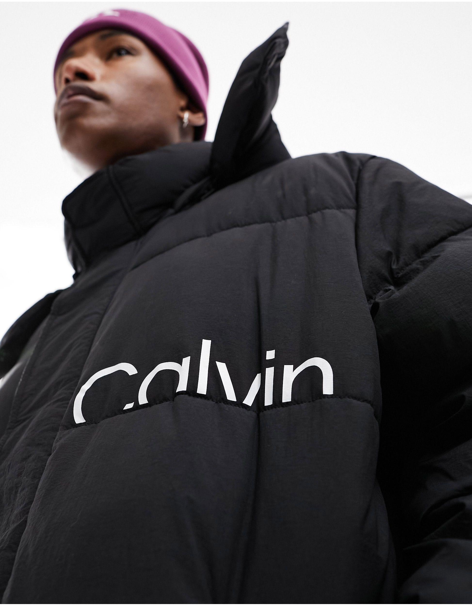 Calvin Klein Essentials Non Down Long Parka Jacket in Black for Men | Lyst