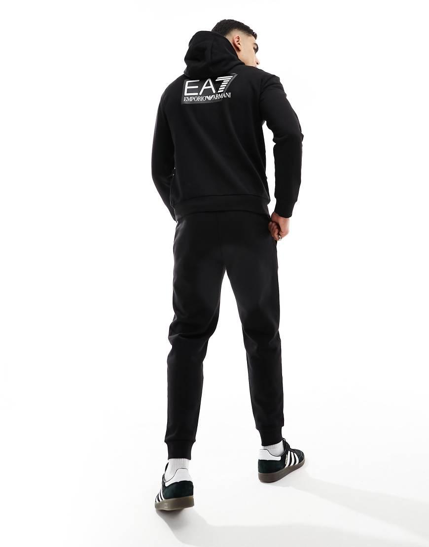 EA7 Armani Front Back Logo Sweat Full Zip Hoodie And jogger Tracksuit in Black for Men Lyst UK