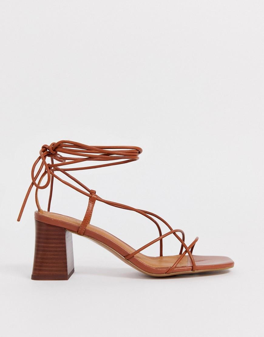 & Other Stories Leather Strappy Heeled Sandals In Cognac in Brown - Lyst