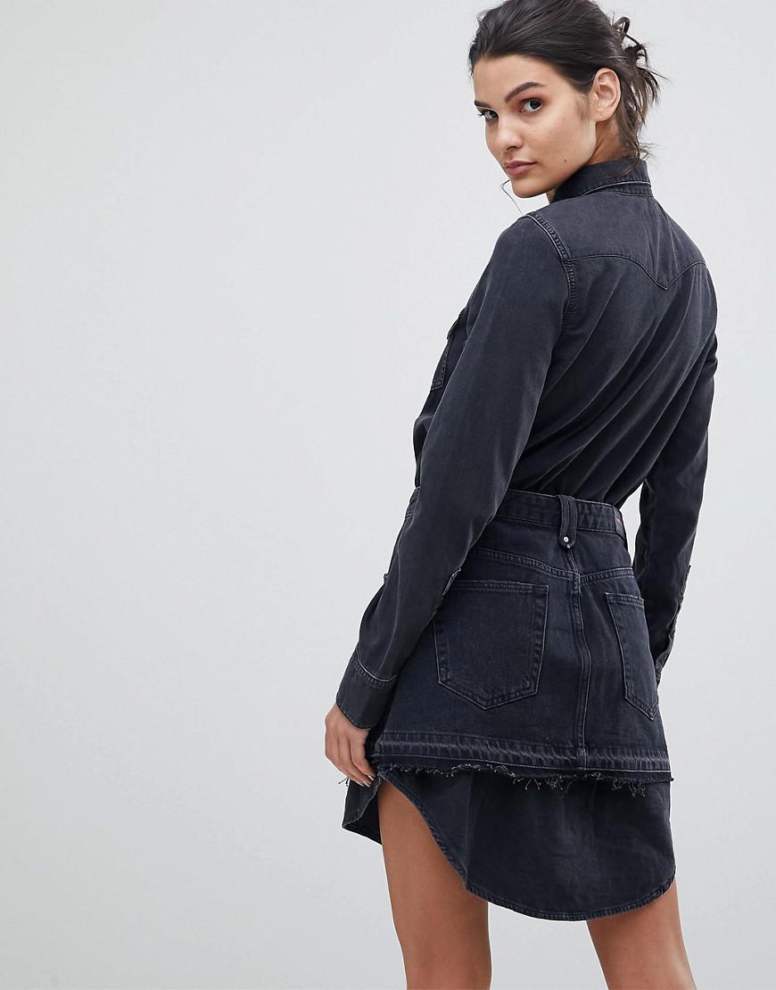diesel denim shirt dress with skirt overlay