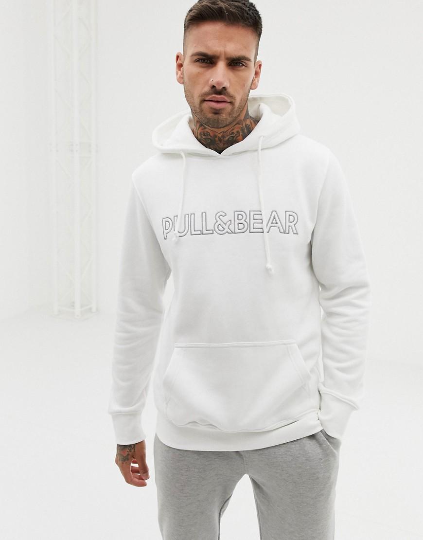 Sudadera capucha logo en blanco de Pull&Bear de hombre de color | Lyst