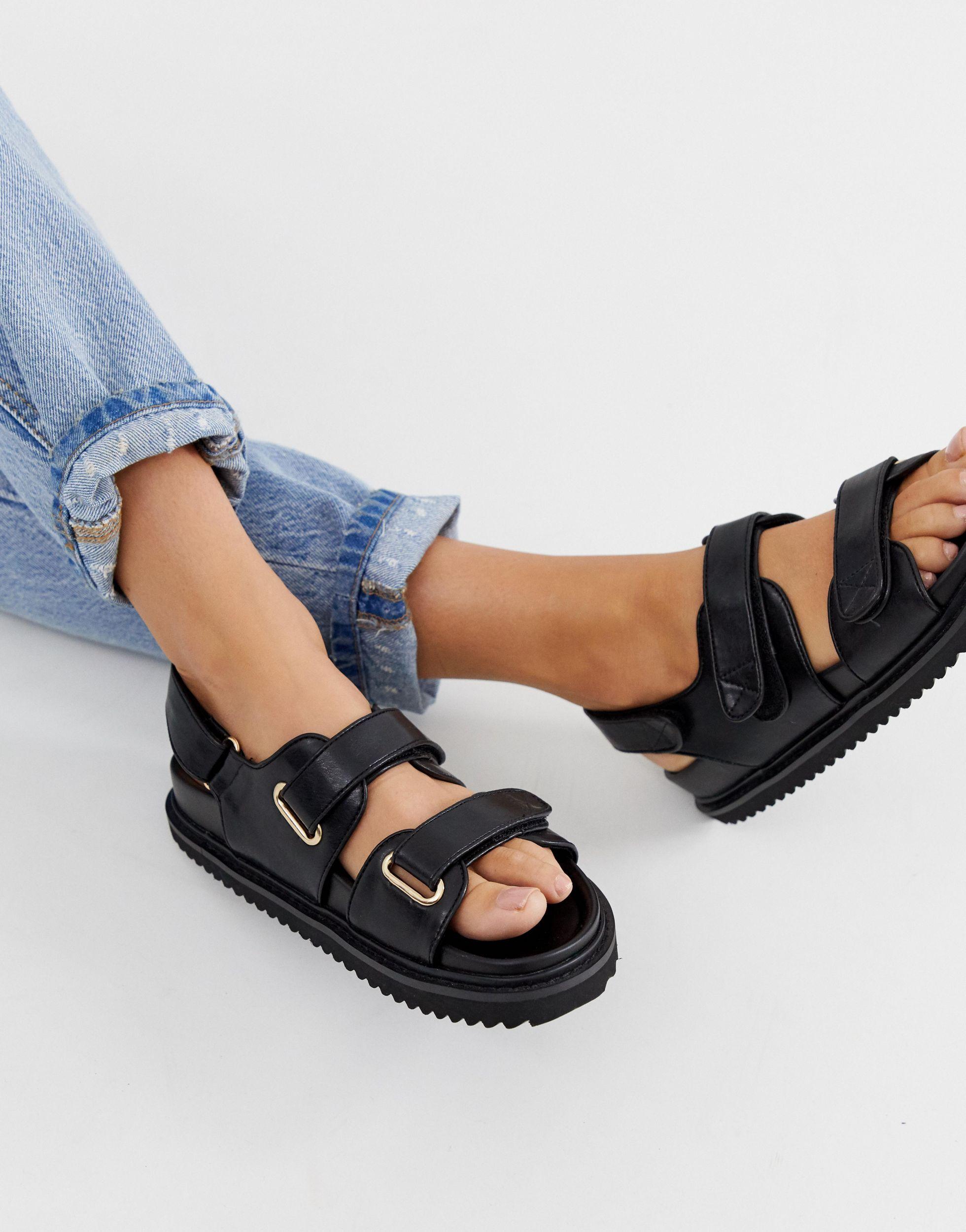 ASOS Forbidden Chunky Sandals in Black | Lyst