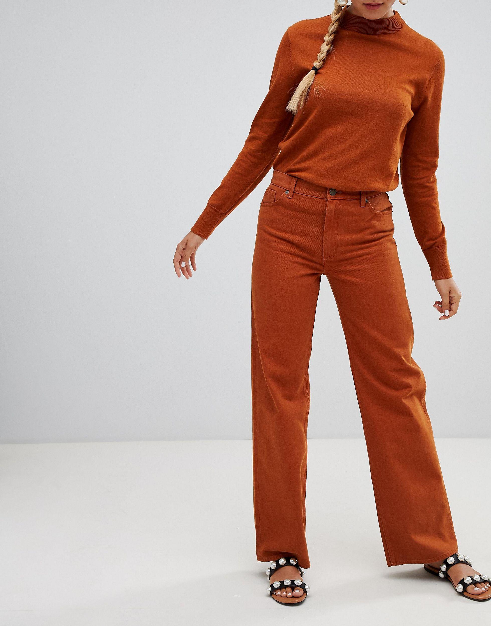 Monki Denim Wide Leg Jeans In Rust in Brown - Lyst