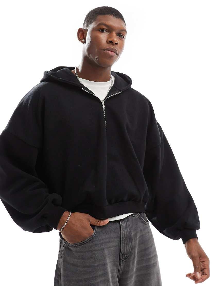 ASOS Heavyweight Extreme Oversized Cropped Hoodie With Half Zip