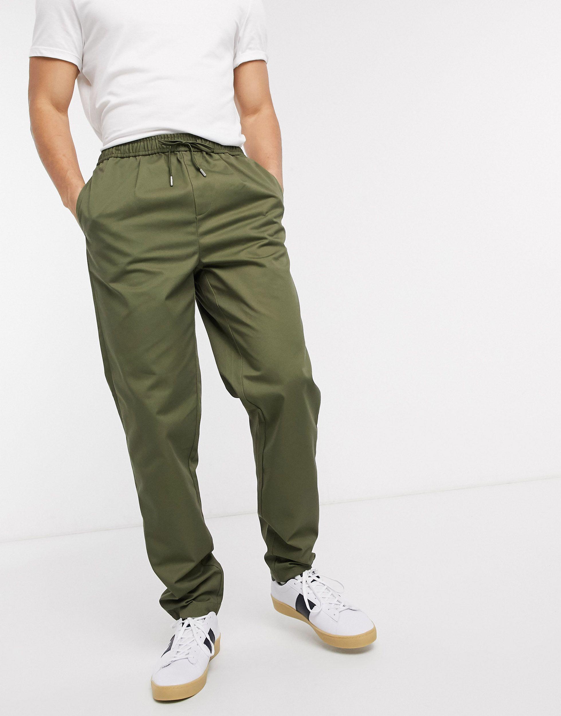 Fred Perry Synthetic Drawstring Twill Trousers in Green for Men - Lyst