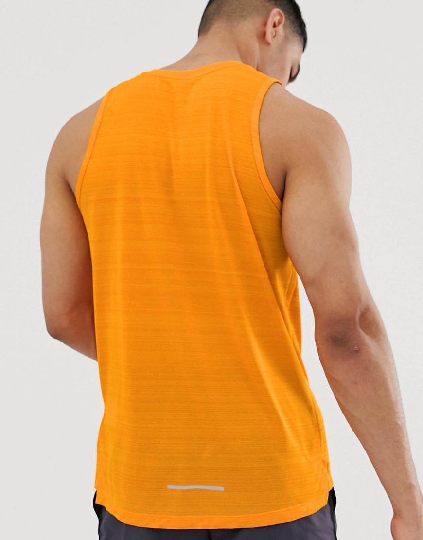 Nike Dry Miler Tank In Orange for Men | Lyst