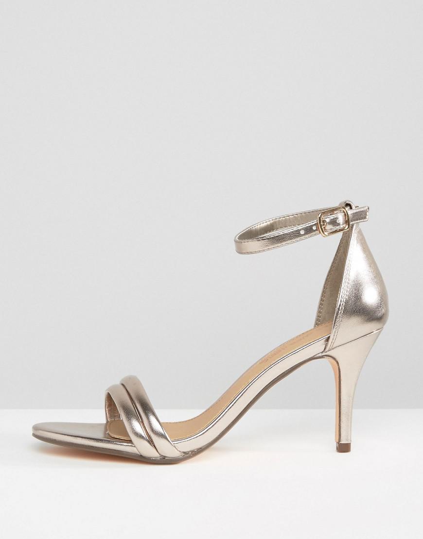 Dune By Dune Mimosa Rose Gold Heeled Sandals in Metallic - Lyst