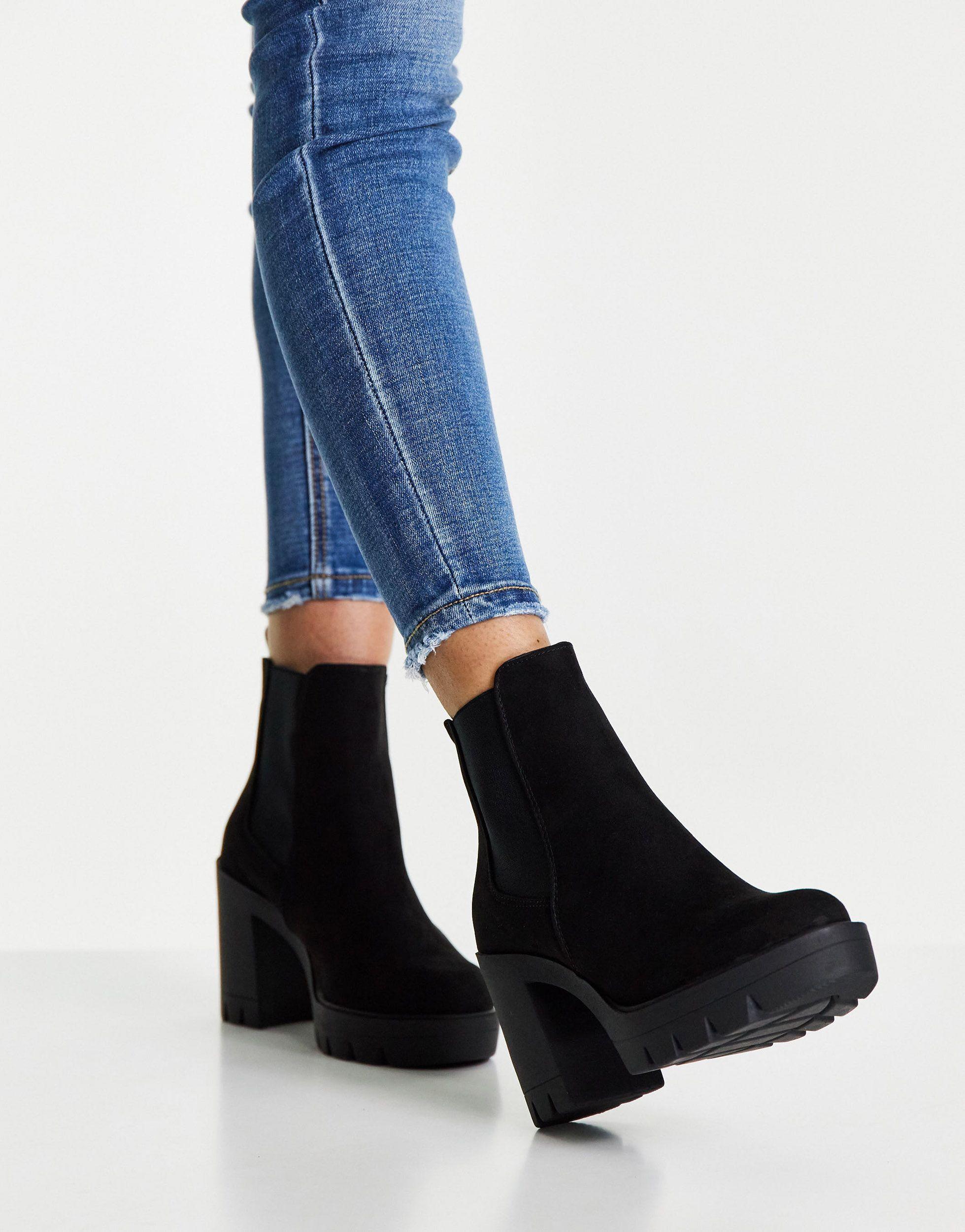 Demonteer eer Stereotype ASOS Eve Heeled Chunky Chelsea Boots in Black | Lyst Canada